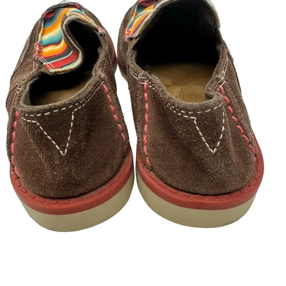 ARIAT Girls Cruiser Shoes Brown Suede Serape Aztek Youth Size 12